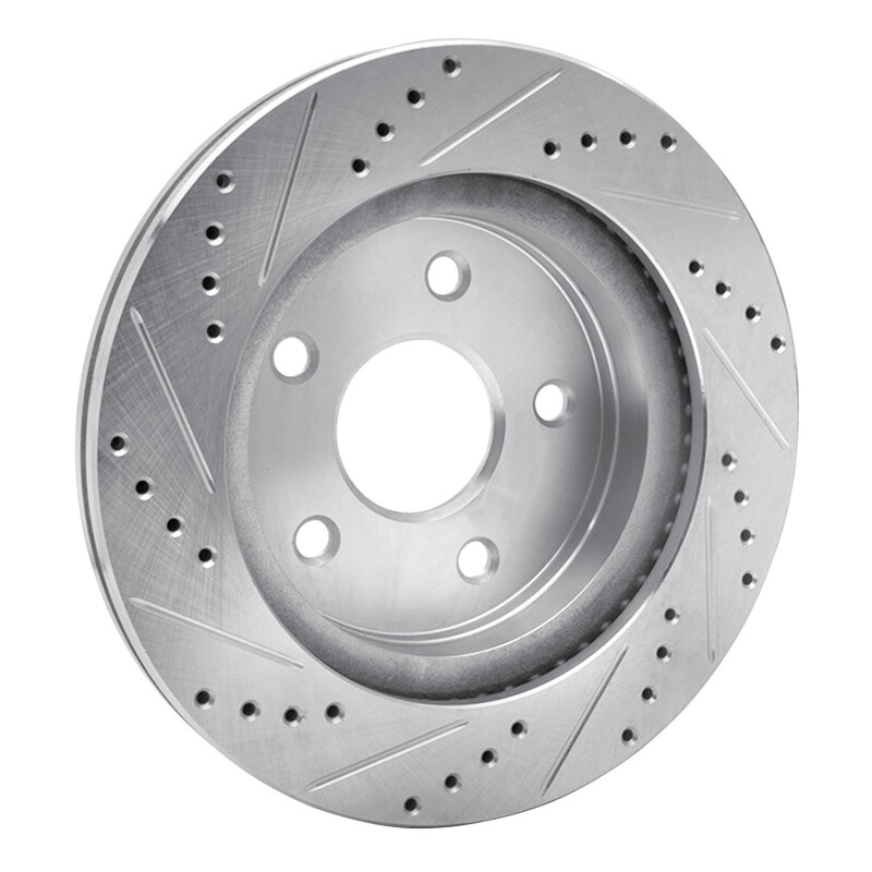 Chrysler Aspen Brake Rotor (1) - Front Right - R1 Concepts - Drilled & Slotted - Silver - `02-`24
